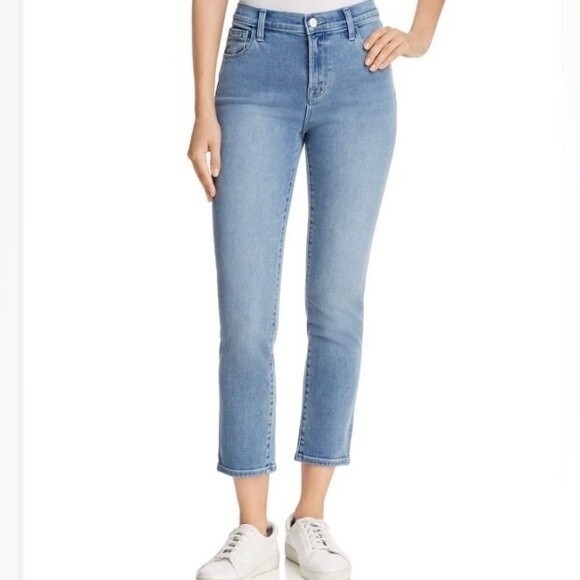 NEW J Brand Ruby High Rise Crop Cigarette Denim Light Wash Jeans Size 28 - Picture 1 of 15